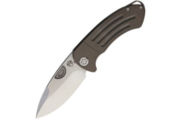 Image of Medford Theseus Bronze Framelock Folding Knife, 3.63in Tumbled Finish S35Vn SS Blade, Bronze Anodized Titanium Handle, Pocket Clip, Green Water Tight Storage Case, MK040ST-36A1