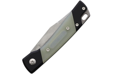 Image of Mercury LUC Folding Knife, 4.13in Closed, 3.13in Stonewash Elmax Steel Clip Point Blade, Black Anodized Aluminum Handle w/ Jade G10 Inlay, MY 9LUCEXSWALG10N-C