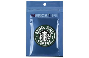 Image of Merica Life Guns and Coffee PVC Patch, OD Green, 2.4, GAC-GRN