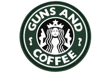 Image of Merica Life Guns and Coffee PVC Patch, OD Green, 2.4, GAC-GRN
