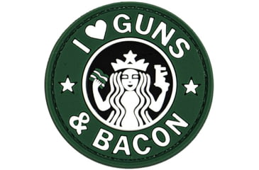 Image of Merica Life I Love Guns and Bacon PVC Patch, OD Green, 2.4, IBG-GRN