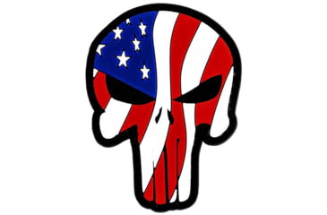 Image of Merica Life Punisher Waving US Flag PVC Patch, Red/White/Blue, 3.1 x 2.4, PUNISHER-USFLAG