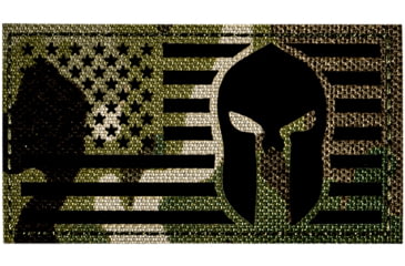 Image of Merica Life Reflective Fabric US Flag w/ Spartan Molon Labe Patch, 3 x 2in, REF-MC-FLAGSPAR
