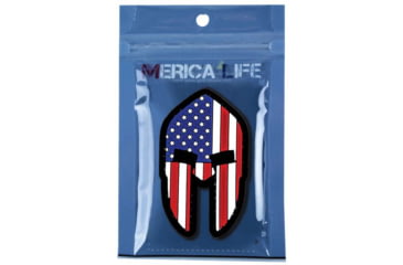 Image of Merica Life Spartan Helmet US Flag PVC Patch, Red/White/Blue, 1.65 x 2.75, US-SPARTAN