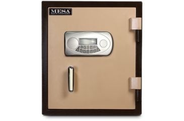 Image of Mesa Safes UL Classified Fire Safe,1.3 cu ft,12.875x12.375x12.875in,Electronic Lock,Interior Light included, Two-Tone Brown/Tan. MF53E