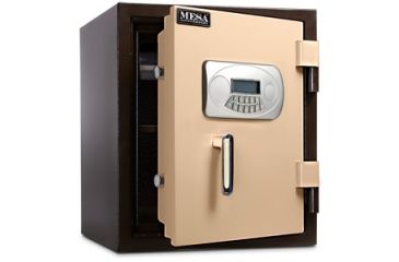 Image of Mesa Safes UL Classified Fire Safe,1.3 cu ft,12.875x12.375x12.875in,Electronic Lock,Interior Light included, Two-Tone Brown/Tan. MF53E