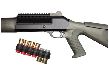 Image of Mesa Tactical SureShell Hook and Loop Mount w/ Rail for Benelli M4, 6-Shell, 12-GA, 5.5in,Black 94640