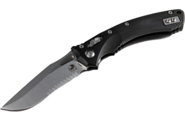 Image of Microtech Amphibian Ram-Lok Apoc Part Serrate Fluted G10 3.875in Folding Knife, Black, 137RL-11APFLGTBK