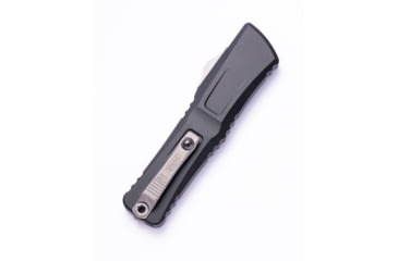 Image of Microtech Combat Troodon Gen III Bowie Standard OTF Automatic Folding Knife, 4in Bohler M390MK Apocalyptic Blade, Black Aluminum Handle, 1146-10AP