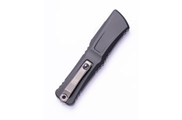 Image of Microtech Combat Troodon Gen III Bowie Standard OTF Automatic Folding Knife, 4in Bohler M390MK Stonewash Blade, Black Aluminum Handle, 1146-10