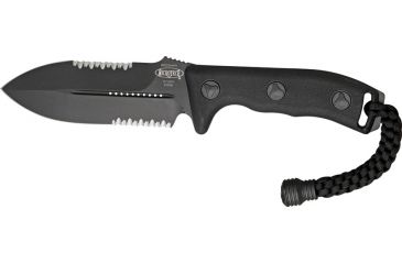 Image of Microtech Crosshair DE Fixed Blade Knife, Black Handle, Black Combo Edge Serrated MT101-2BL