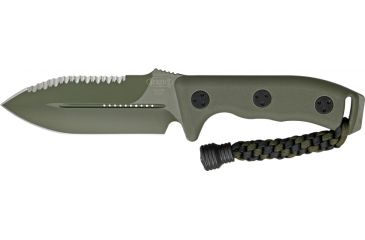 Image of Microtech Crosshair DE Fixed Blade Knife, Green Handle, Green Combo Edge Fully Serrated MT101-3GR