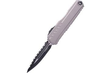 Image of Microtech Cypher II D/E Black Full Serrate 3.55in Folding Knife, Natural Clear, 1242-3NC