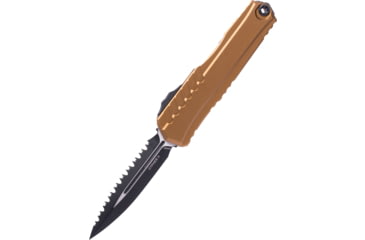 Image of Microtech Cypher II D/E Black Full Serrate 3.55in Folding Knife, Tan, 1242-3TA