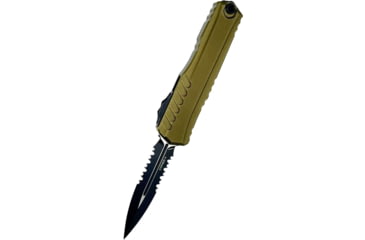 Image of Microtech Cypher II D/E Black Part Serrate 3.55in Folding Knife, Od Green, 1242-2OD