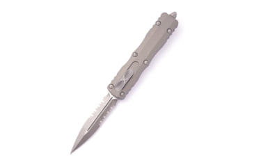 Image of Microtech Dirac Delta Apocalyptic Part Serrate 2.875in Automatic Folding Knife, Natural Clear, 227-11APNC