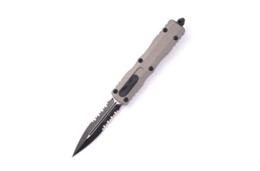 Image of Microtech Dirac Delta D/E Part Serrate 3.75in Automatic Folding Knife, Natural Clear/Black, 227-2NC
