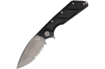 Image of Microtech DOC Death on Contact Black Folding Knife,3.375in,Partially Serrated,Spear Point,Black,G10 Handle MCT1538