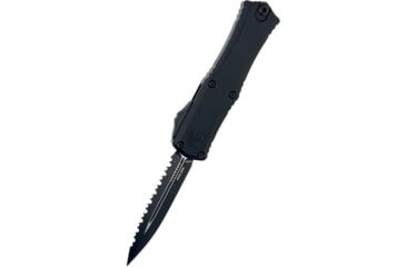 Image of Microtech Hera II Mini D/E Black Full Serrate 2.9in Folding Knife, Black, 1702M-3T