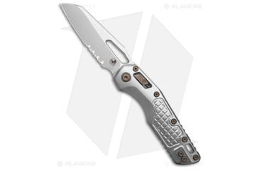 Image of Microtech Marfione MSI Folding Knife, 3.85in, Bohler M390MK, Sheepsfoot Blade, Titanium, Gray Handle, Serr, Gray/Gray, 8.90 inch, BHQ-222700