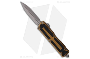 Image of Microtech Scarab II Gen III Automatic Folding Knife, 3.90in, Bohler M390MK, Dagger Blade, Aluminum, Tan Handle, Tan/Dark Gray, 9.60 inch, BHQ-221003