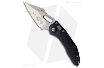 Image of Microtech Stitch Automatic Folding Knife, 3.75in, Bohler M390MK, Wharncliffe Blade, Aluminum, Black Handle, Black/Silver, 8.50 inch, BHQ-221632