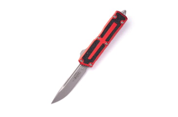 Image of Microtech Scarab II Gen III S/E AP Stonewash Standard 3.95in Automatic Folding Knife, Double-Action OTF, Red, 1278-10APRD