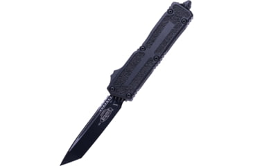 Image of Microtech Scarab II Gen III T/E Black Standard Tactical OTF Automatic Folding Knife, 3.95in Black Blade, Black Handle, 1279-1T