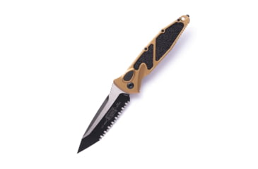 Image of Microtech Socom Elite Auto T/E Part Serrate 4in Automatic Folding Knife, Manual Folder, Tan/Black, 161A-3TA
