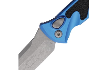 Image of Microtech Socom Elite -Auto T/E Automatic Folding Knife, 4.05in, Bohler M390MK, Apocalyptic, Tanto Blade, Aluminum, Blue Handle, 161A-10APBL