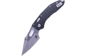 Image of Microtech Stitch S/E Ram - Lok Frag G-10 Full Serrate 3.71in Folding Knife, Black, 169RL-12FLGTBK