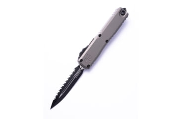 Image of Microtech Ultratech Gen III ZBP D/E Full Serrate 3.55in Automatic Folding Knife, Natural Clear/Black, 1122-3NC