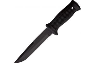 Image of Mikov Uton Militaryad Fixed Blade Knife,5.375in,Carbon Steel Blade,Black Checkered Rubber Handle MIK392OG1