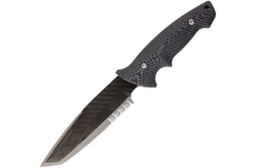 Image of Mil-Tac CS2 Fixed Blade Tanto Gray Fixed Blade Knife, 6in, Partially Serrated, Tanto, Black and Gray, G10 Handle MILCS2TBG