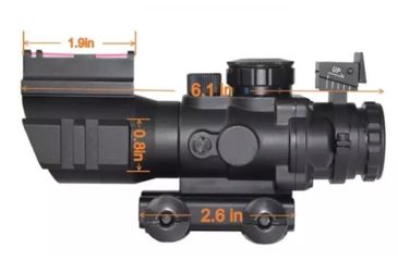 Image of Army Navy Sales Tri-Illuminated Rifle Scope w/Fiber Optic Sight, 4x32mm, 25.4 Tube, Black, 4x32 Tri-ILLuminate