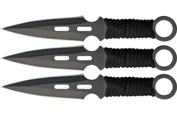Image of Miscellaneous 3pc Fixed Blade Throwing Knife Set, 3.125in Double Edge,Black Cord Wrapped Handle MI185