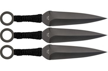 Image of Miscellaneous 3pc Fixed Blade Throwing Knife Set, 5in Double Edge,Black Cord Wrapped Handle MI175