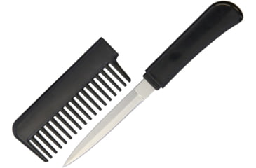 Image of Miscellaneous Comb Knife Fixed Blade Knife, Overall 6.5in, Blade 3.25in L SS L Standard Edge L Satin, Handle Black L Synthetic, Synthetic Comb Conceals Blade, COMB KNIFE BLACK