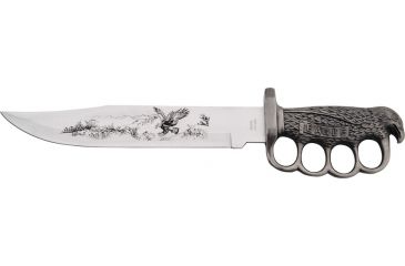 Image of Miscellaneous Eagle Bowie Fixed Blade Knife,9.75in,Bowie Blade,Antique Silver Sculpted Cast Metal Handle M1925