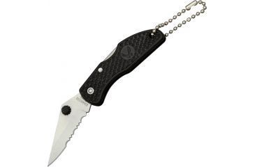 Image of Miscellaneous Keychain Folding Knife,1.875in,Partially Serrated Blade,Black Textured Composition Handle M1855