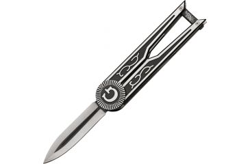 Image of Miscellaneous Masonic Folding Knife,5.5in closed,Double Edge Blade,Silver And Black Cast Metal Handle/Masonic M4229