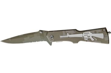 Image of Miscellaneous Speed Assisted M16 Folding Knife,3.5in,Desert Tan Digital Partially Serrated Assisted Opening Stainless Blade,Desert Tan Digital Camo Alum Handle M3933