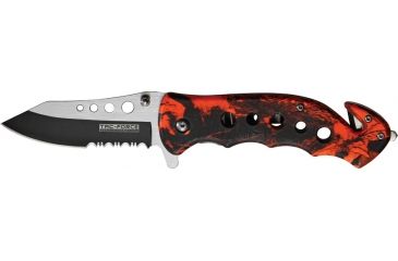 Image of Miscellaneous Speed Assisted Rescue Folding Knife,4.625in closed,Assisted Opening Blade,Red Camo Alum Handle M3995