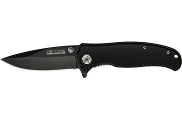 Image of Miscellaneous Speed Linerlock Folding Knife,3in,Black Assisted Open Stainless Blade,Checkered Black Alum Handle M4071