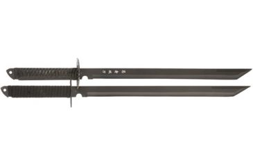 Image of Miscellaneous Twin Ninja Sword,10.75in,Black Stainless Blade,Black Cord Wrapped Handle M3639