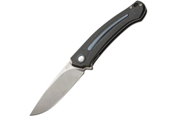 Image of MKM Arvenis Framelock Folding Knife, 3.5in Stonewash Bohler M390 SS Drop Point, Black Anodized Aluminum Handle With Blue Aluminum Inlay, Blue Anodized Pivot Collar, Black Nylon Zippered Case, MKFX01-MGGY