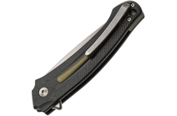 Image of MKM Arvenis Framelock Fox Folding Knife, 3.5in Stonewash Bohler M390 SS Drop Point, Black Anodized Aluminum Handle With Green Aluminum Inlay, Green Anodized Pivot Collar, Black Nylon Zippered Case, MKFX01-MGGR