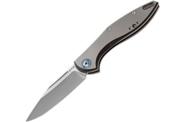 Image of MKM Fara Slip Joint by Mercury Folding Knife, 3in Satin Bohler M390 SS Blade, Gray Titanium Handle, Slip Joint, Made In Italy By Mercury, Black Leather Pouch, Designed By Lucas Burnley, MKMY01-T