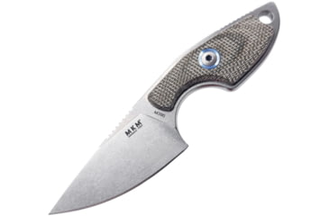 Image of MKM Mikro 1 Fixed Blade Knife, 2 stonewash finish Bohler M390 stainless drop poi, Green canvas micarta handle, MK MR01-GC