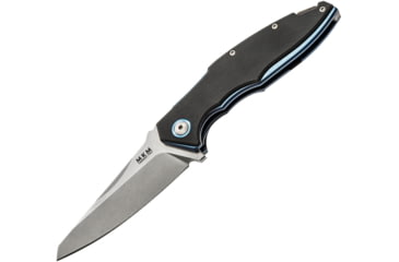 Image of MKM Raut Framelock Viper Folding Knife, 3.5in Stonewash Bohler M390 SS Blade, Blue Titanium Handle With Black G10 Onlay, By Viper, Black Nylon Zippered Case, Designed By Lucas Burnley, MKVP01-GBBK